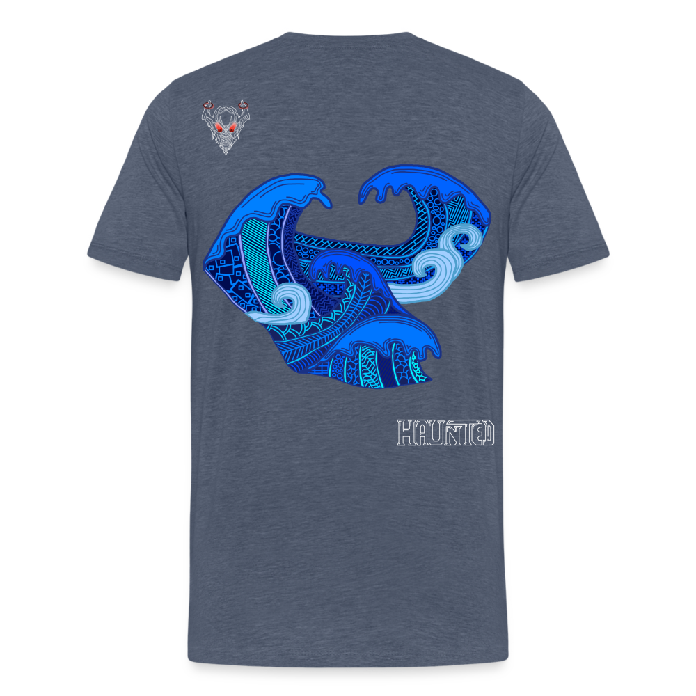 Man T-Shirt Waves Light - Blau meliert