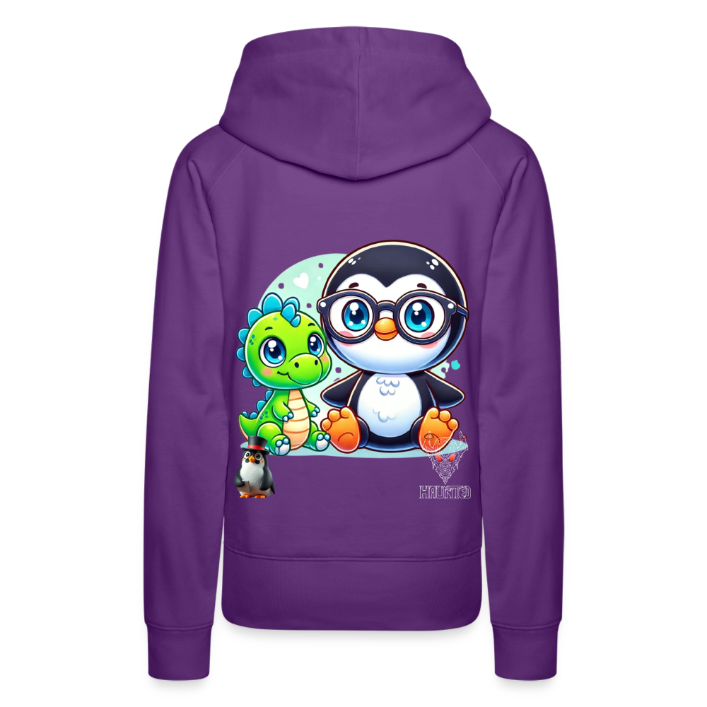 Women Hoodie KasPenguin with Dinosaur - Purple