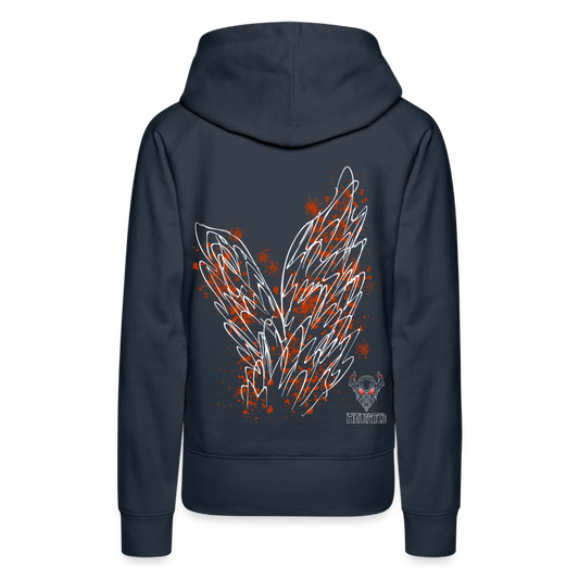 Women Hoodie Orange Wings - Navy