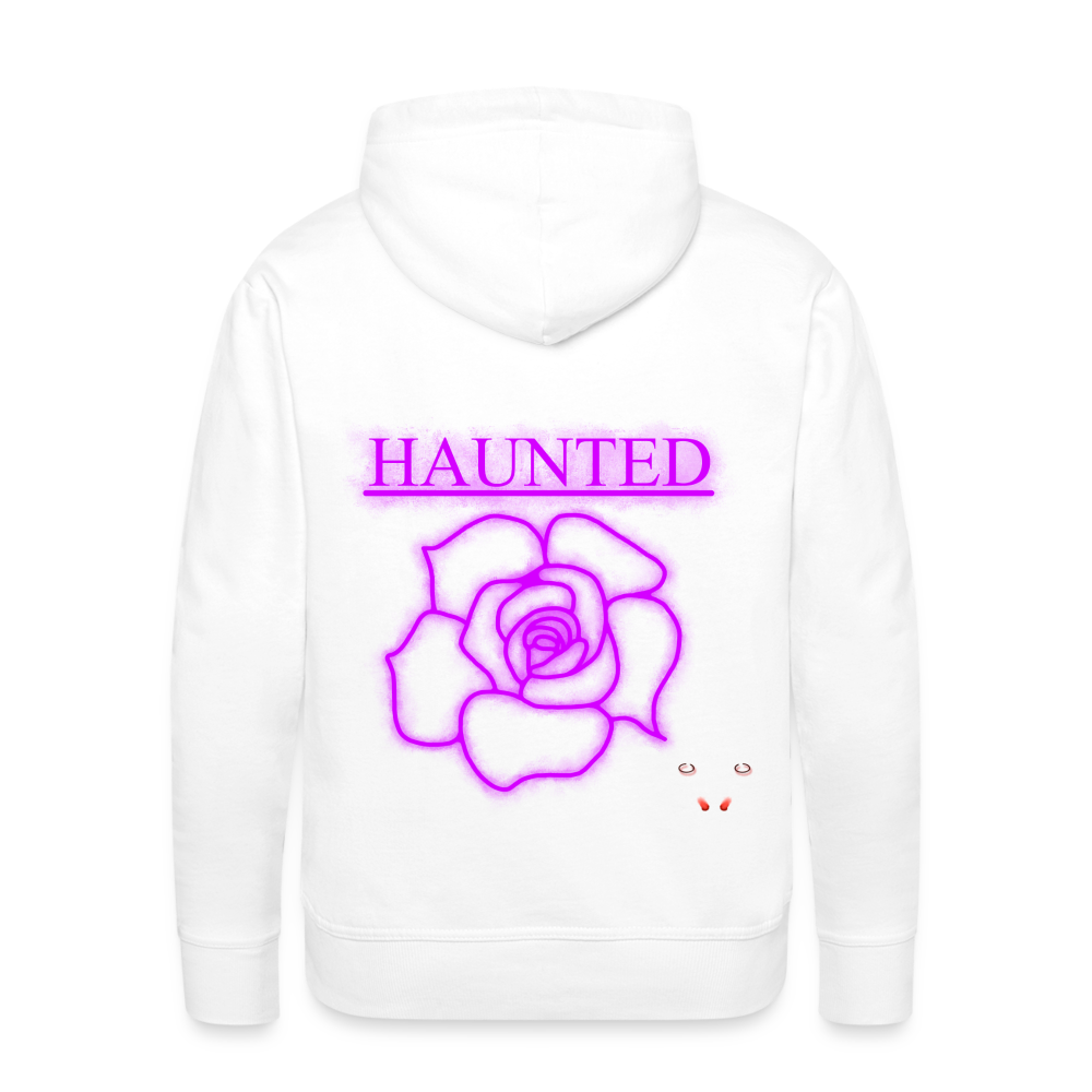 Men Hoodie Pink Neon Rose - Weiß