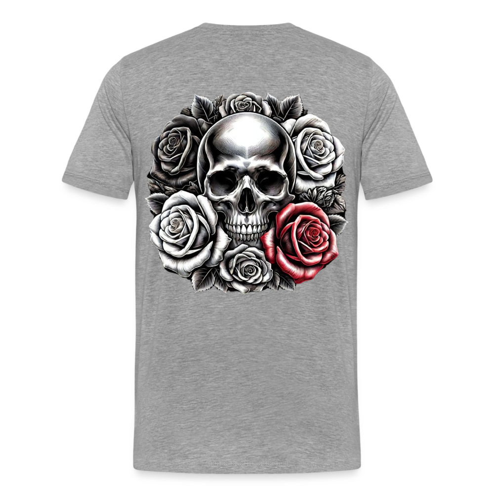 Men T-Shirt Skull Roses - Grau meliert