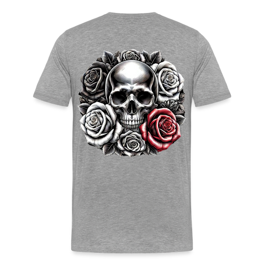 Men T-Shirt Skull Roses - Grau meliert