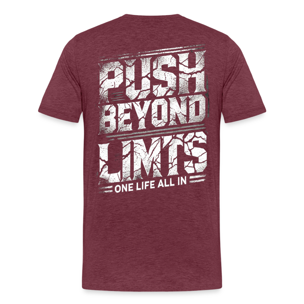 Men T-Shirt Push Beyond Limits - Bordeauxrot meliert