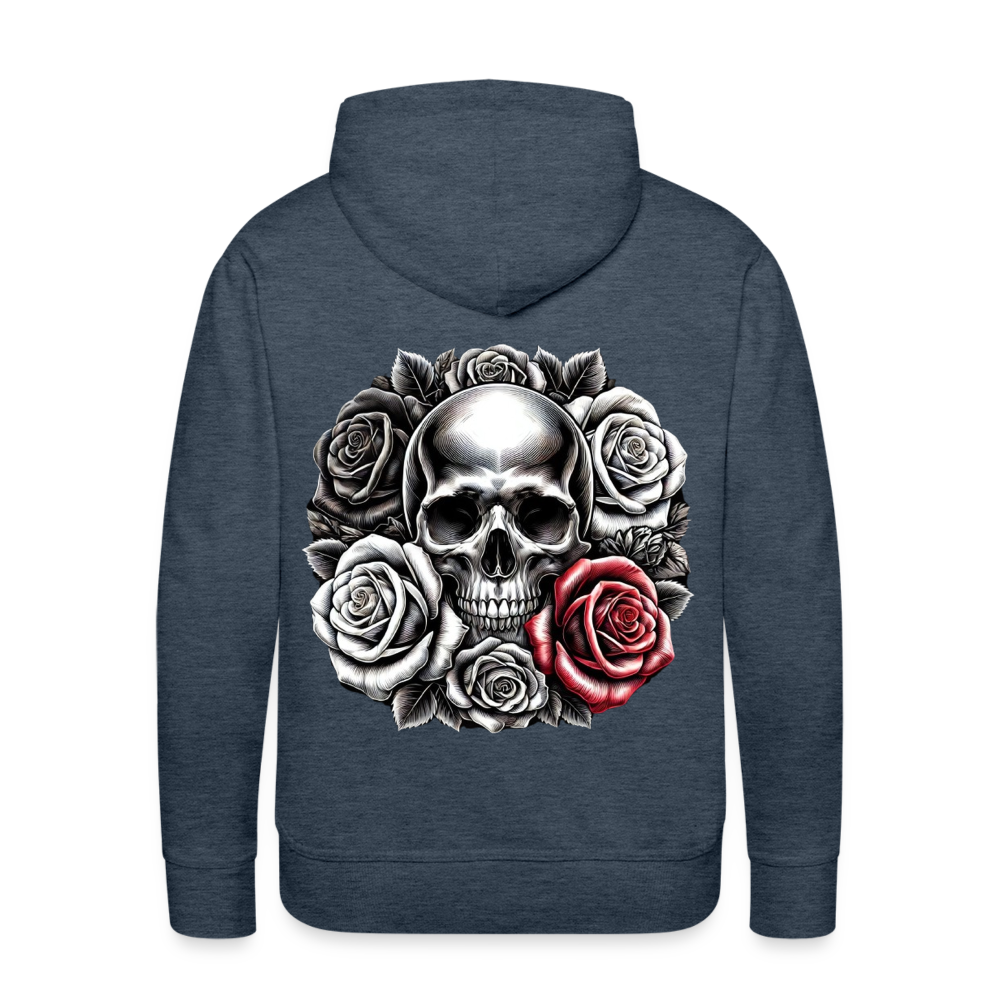 Men Hoodie Skull Roses - Jeansblau