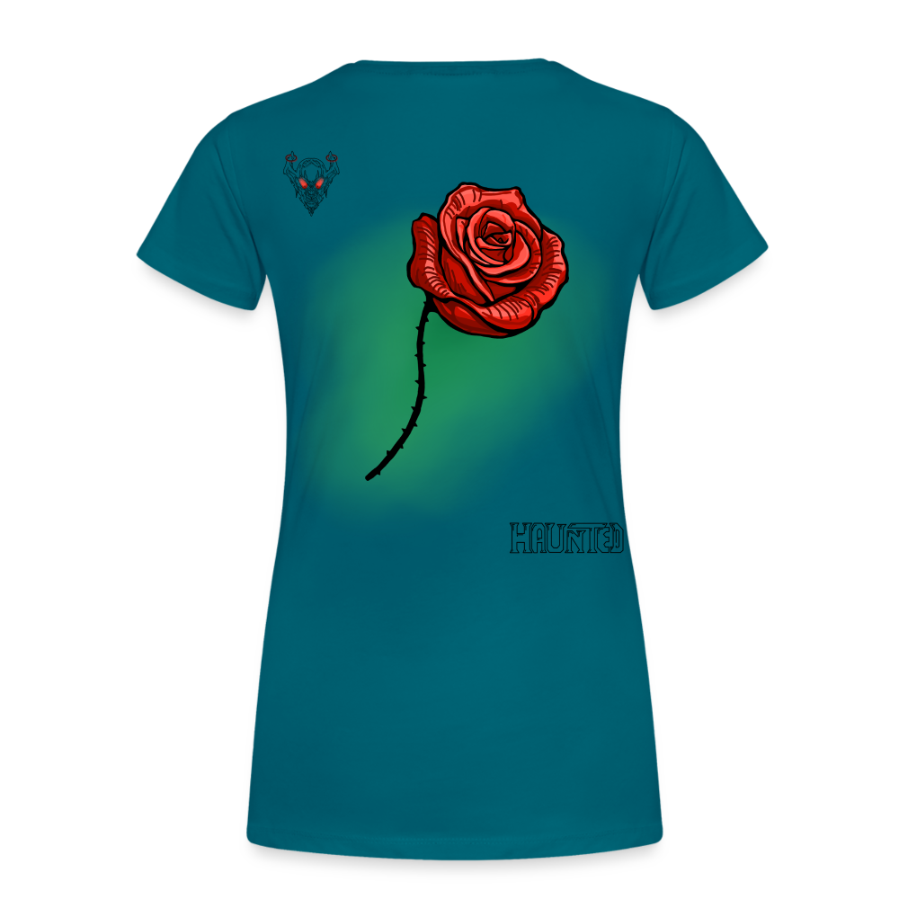 Woman T-Shirt Rose on Green 3 - Divablau