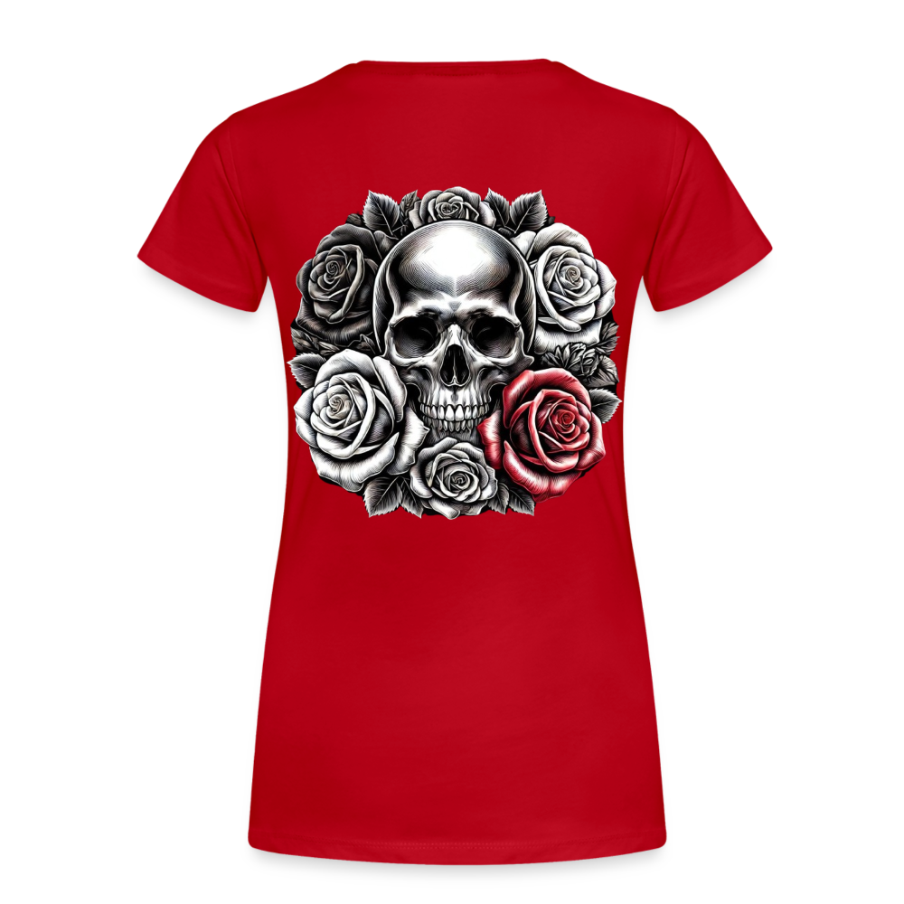 Women T-Shirt Skull Roses - Rot