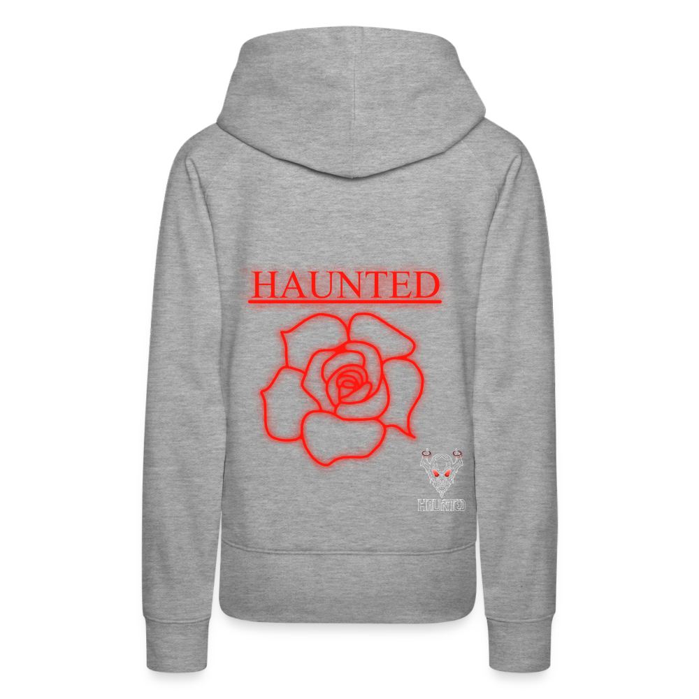 Women Hoodie Red Neon Rose - Grau meliert