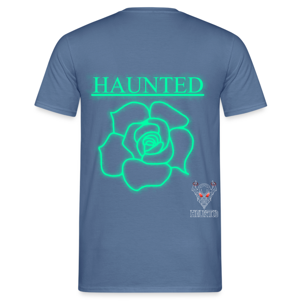 Men T-Shirt Turquoise Neon Rose - Taubenblau 