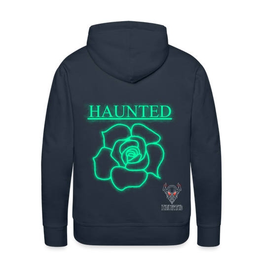 Men Hoodie Turquoise Neon Rose - Navy