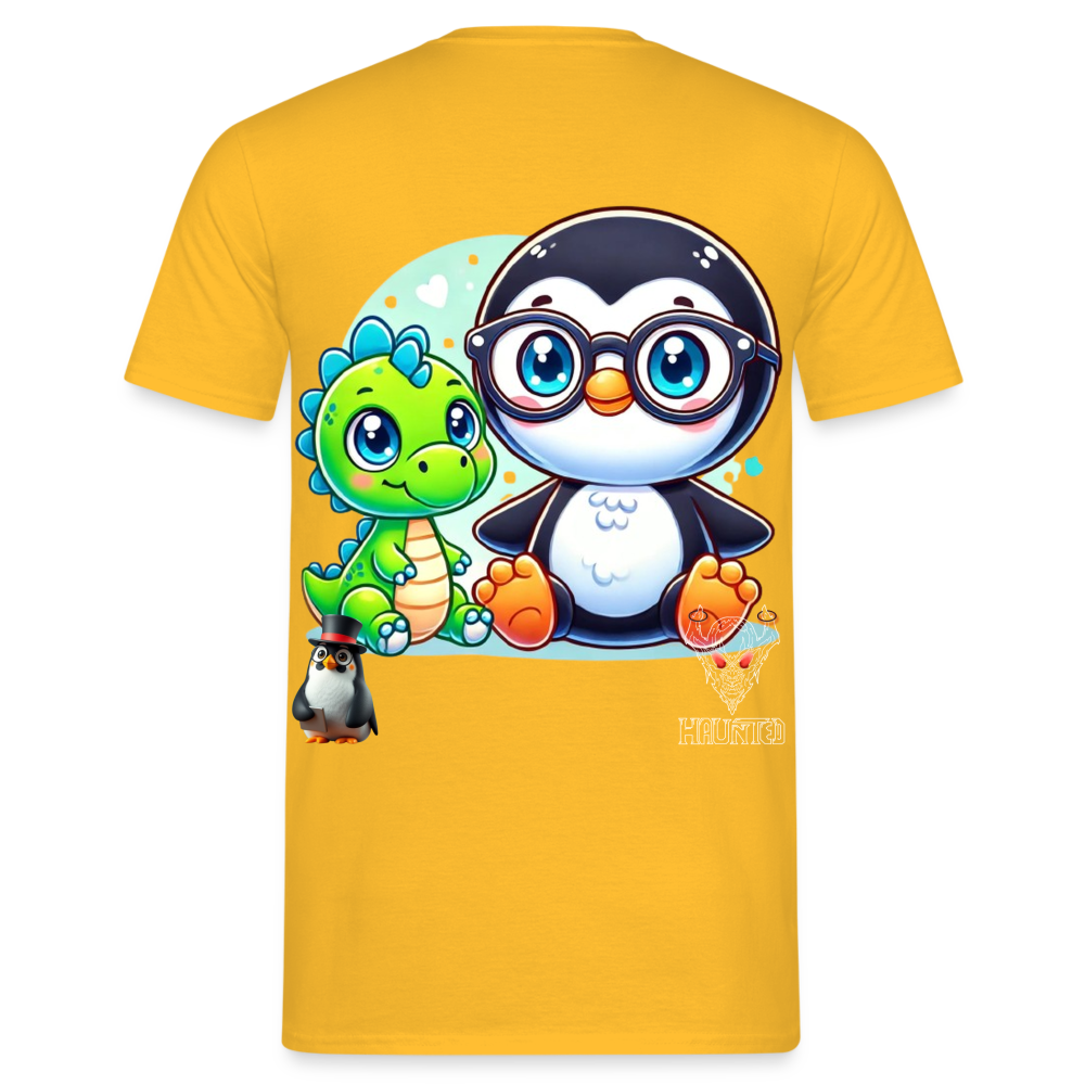 Men T-Shirt KasPenguin with Dinosaur - Gelb