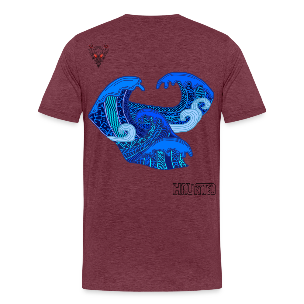 Man T-Shirt Waves Dark - Bordeauxrot meliert
