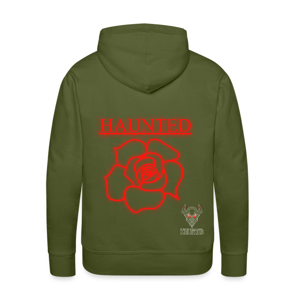 Men Hoodie Red Neon Rose - Olivgrün