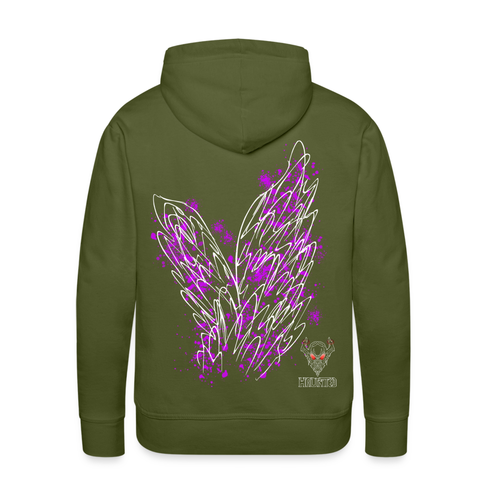 Men Hoodie Pink Wings - Olivgrün