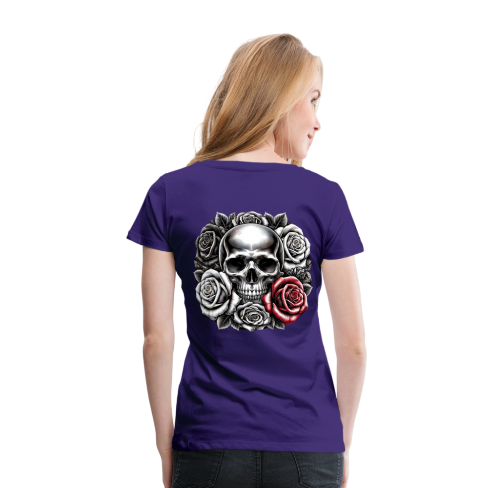 Women T-Shirt Skull Roses - Lila