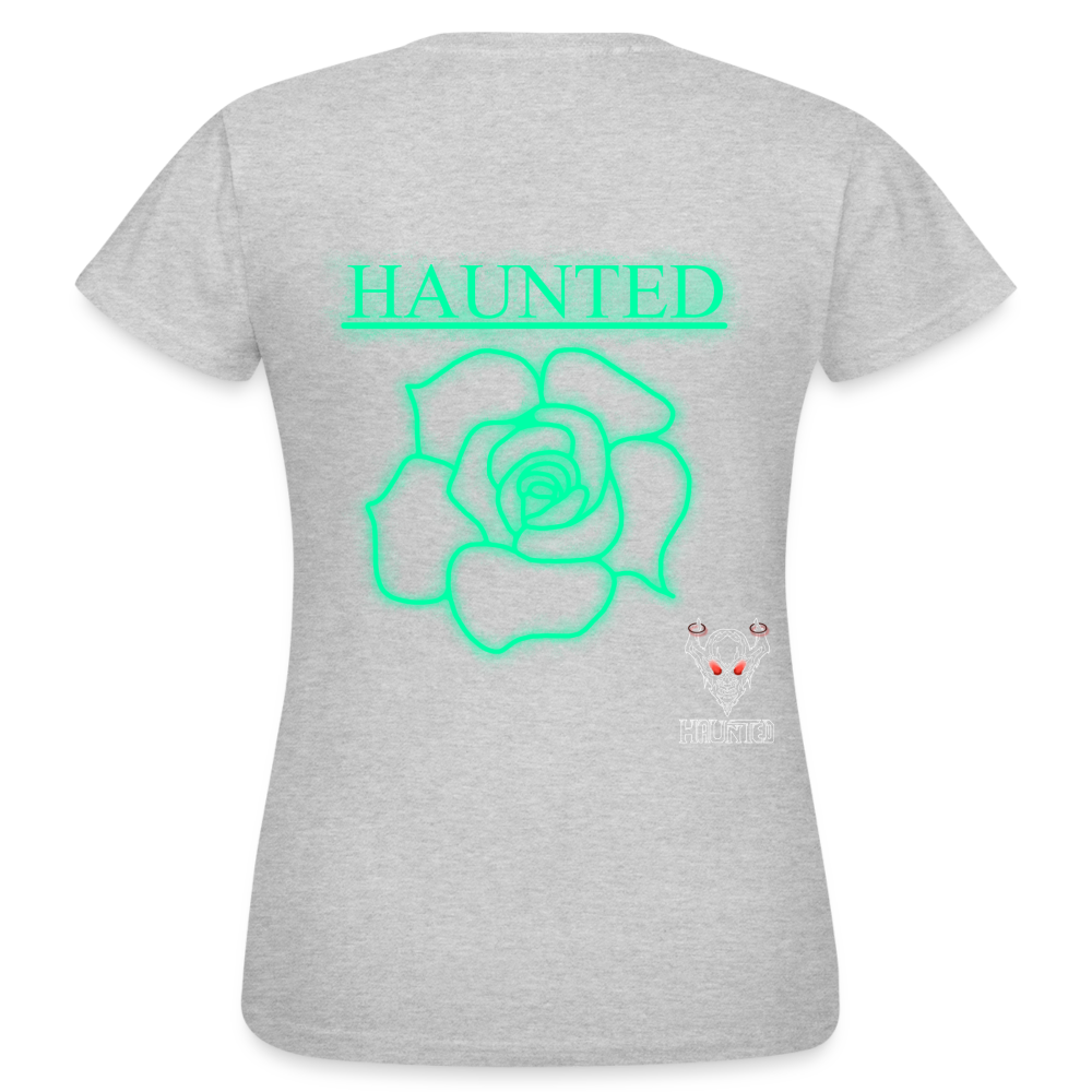 Women T-Shirt Turquoise Neon Rose - Grau meliert