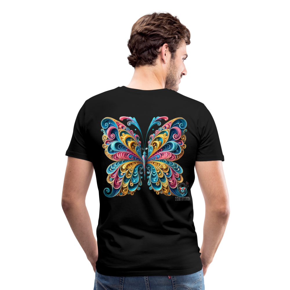 Men T-Shirt Whimsical Butterfly Harmony - Schwarz