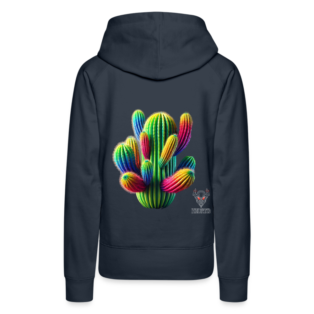 Woman Hoodie Prismatic Cactus Bloom - Navy