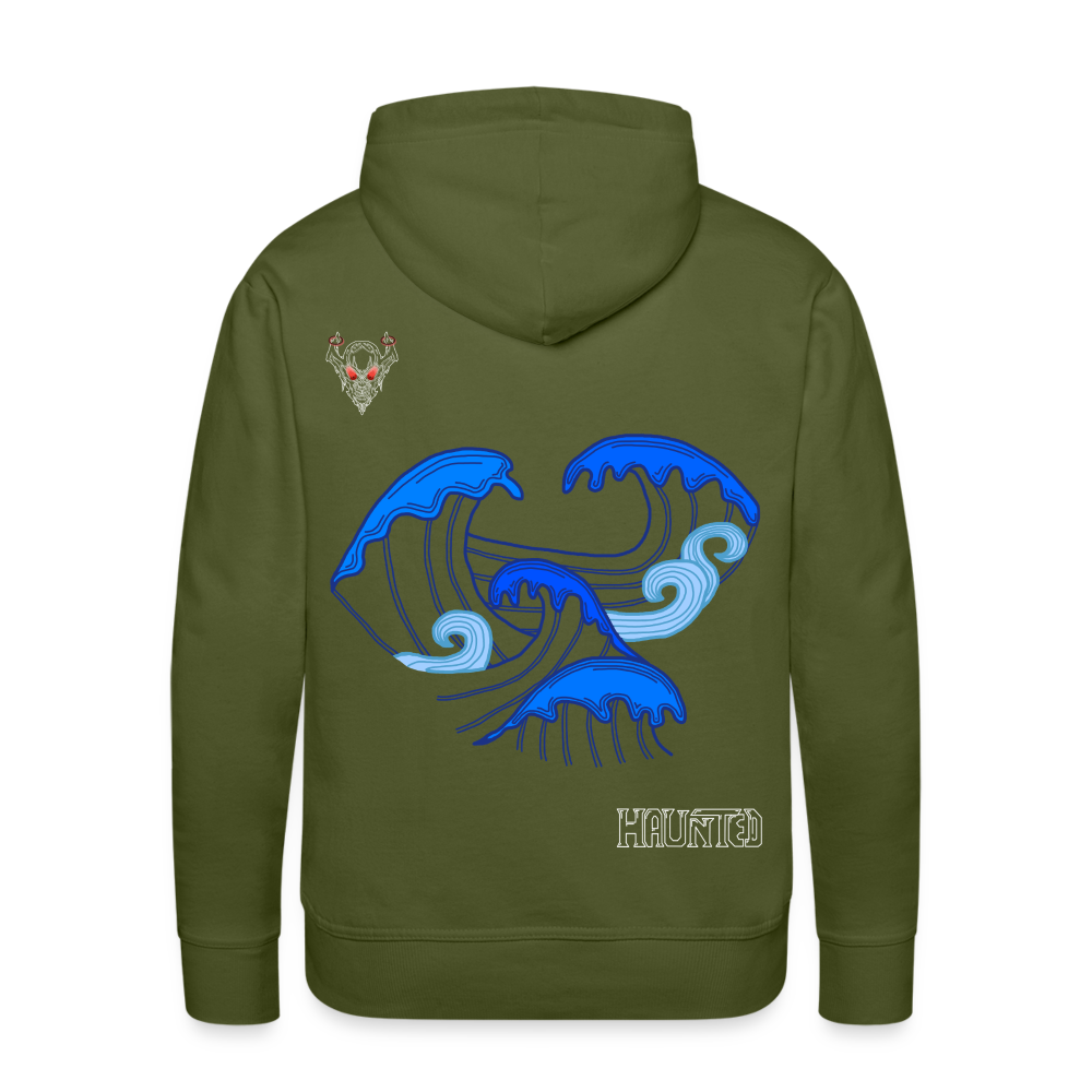 Men Hoodie Waves clean Light - Olivgrün