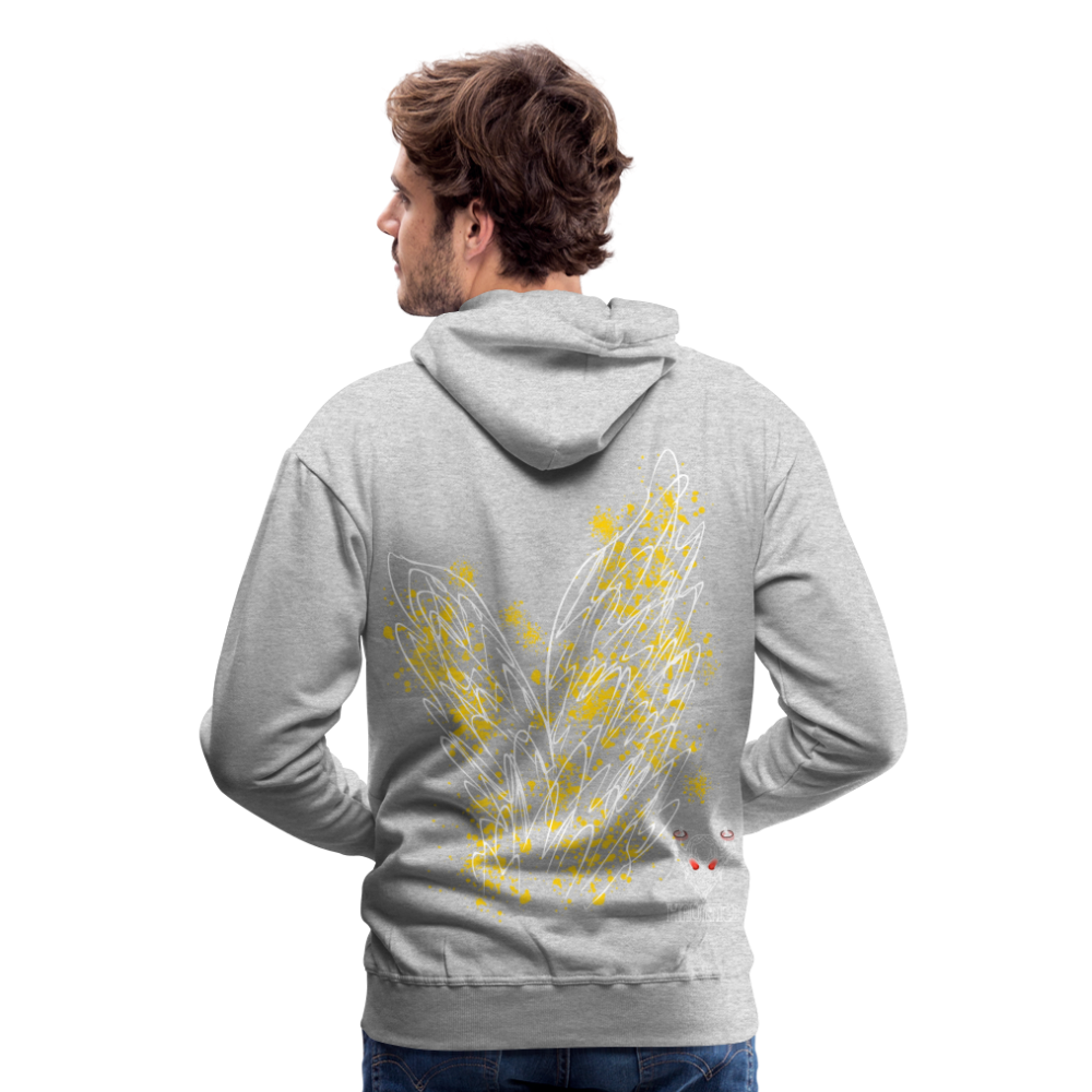Men Hoodie Yellow Wings - Grau meliert