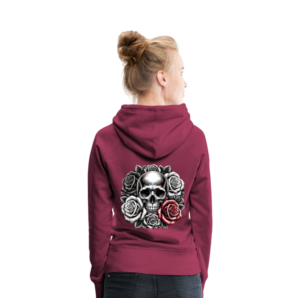 Women Hoodie Skull Roses - Bordeaux