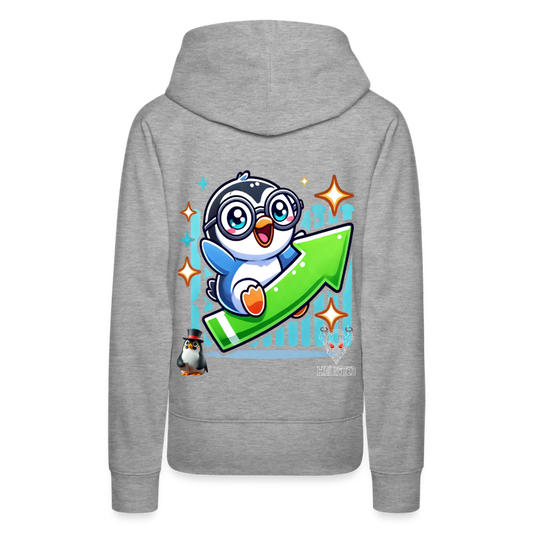 Women Hoodie KasPenguin Riding the Trend - Grau meliert