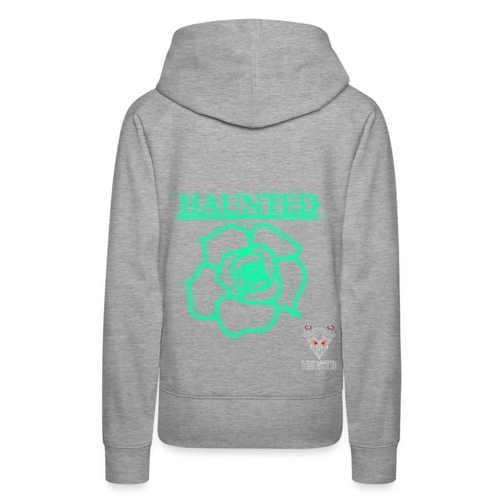 Women Hoodie Turquoise Neon Rose - Grau meliert