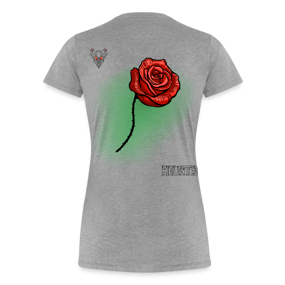 Woman T-Shirt Rose on Green 3 - Grau meliert