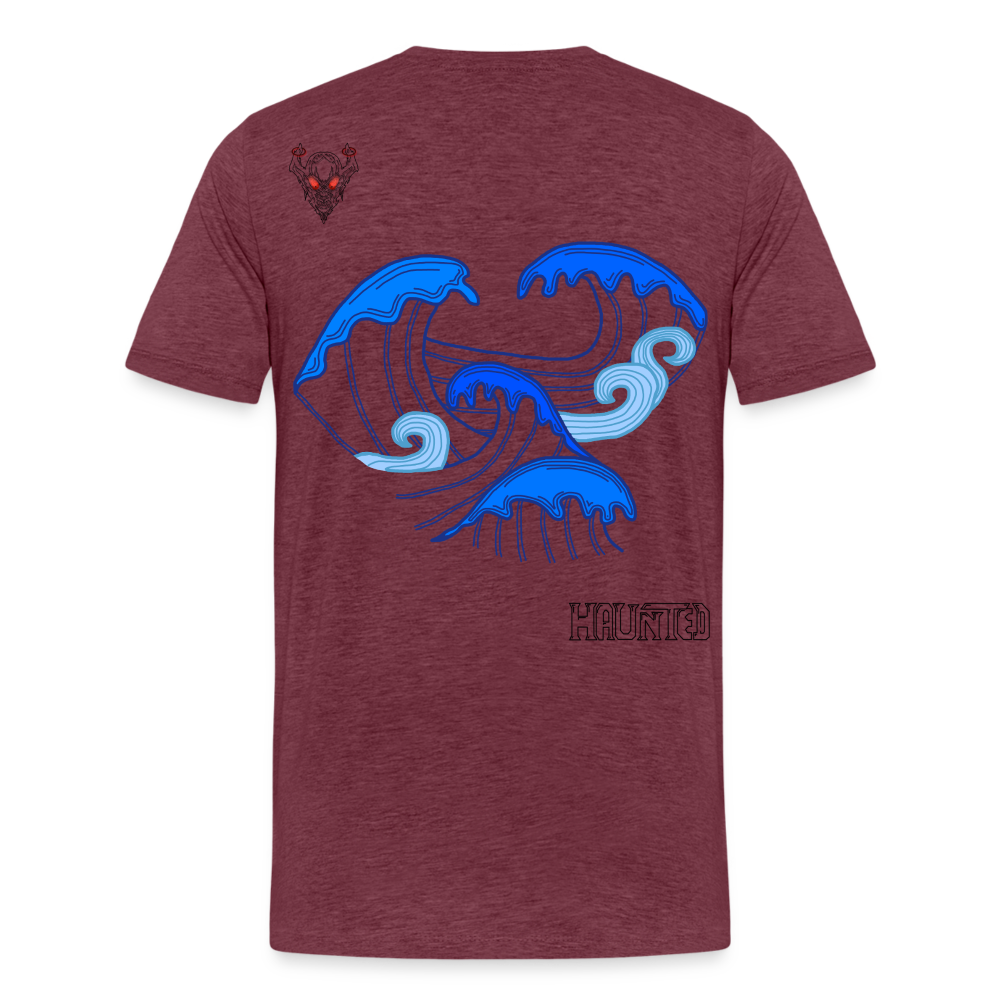 Man T-Shirt Waves clean Dark - Bordeauxrot meliert