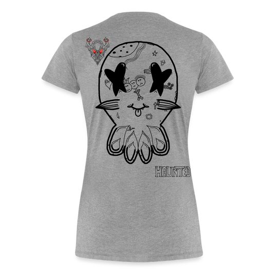 Woman T-Shirt  Ghost Doodle Dark - Grau meliert