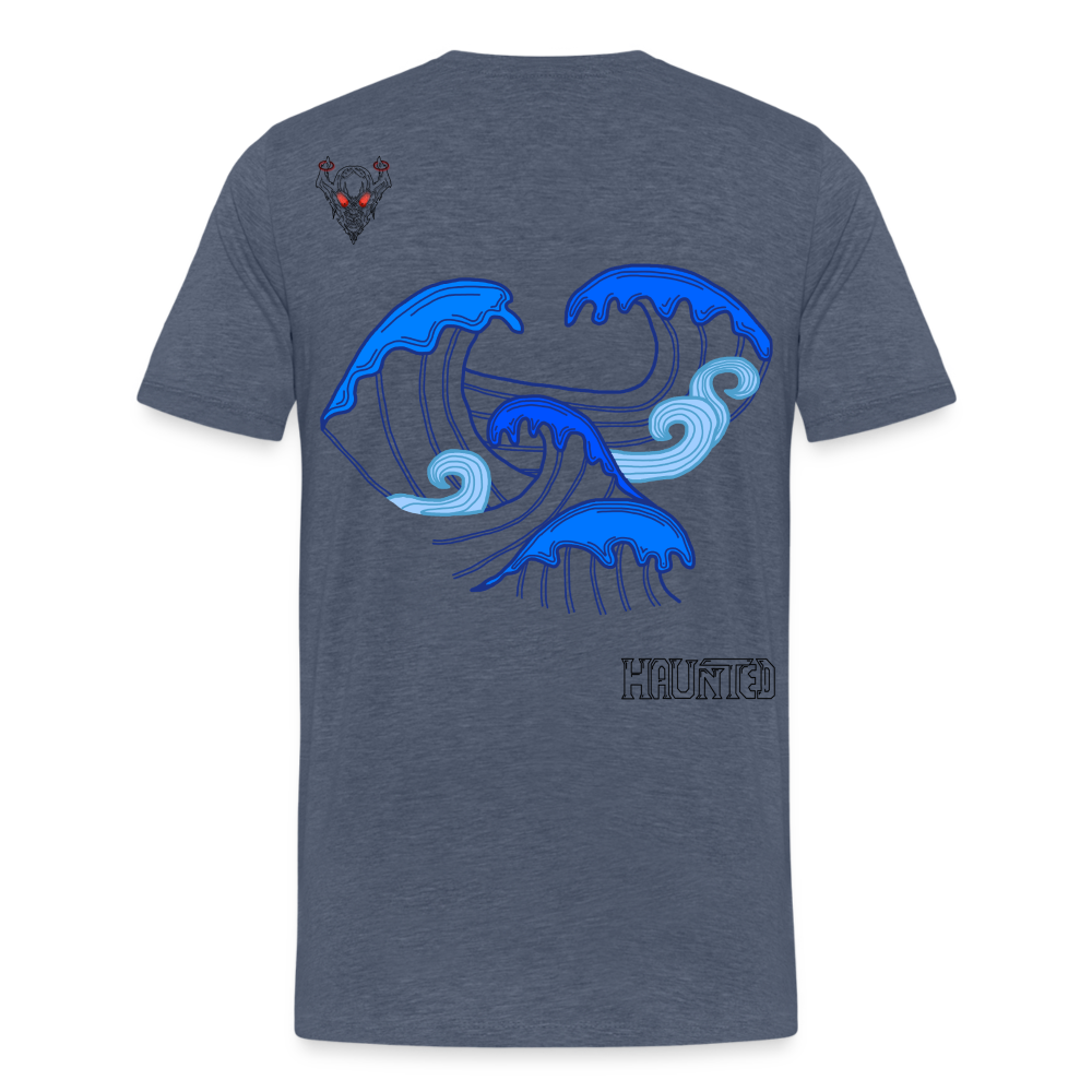 Man T-Shirt Waves clean Dark - Blau meliert