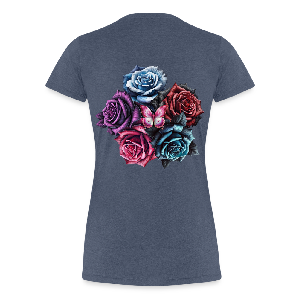 Women T-Shirt Rose Circle - Blau meliert