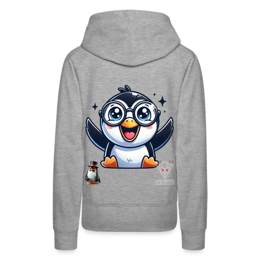 Women Hoodie KasPenguin Happy - Grau meliert