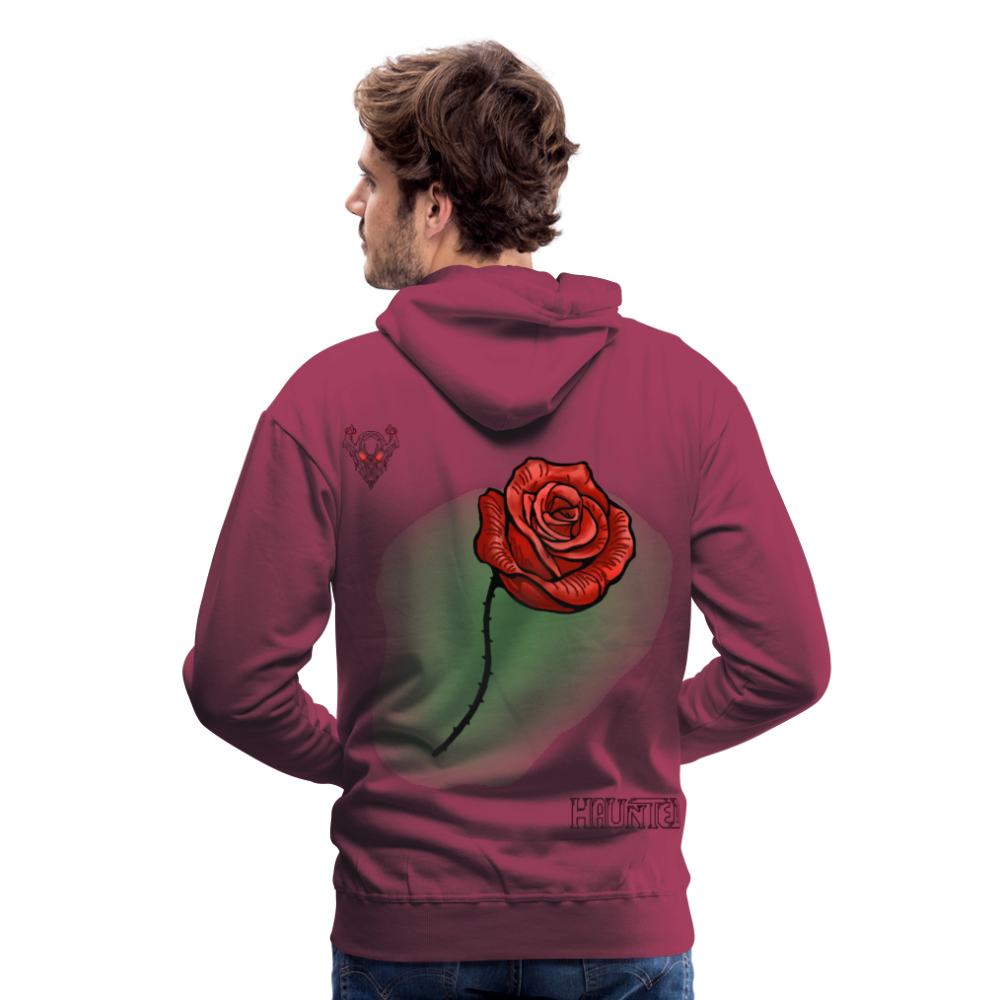 Men Hoodie Rose on Green 2 - Bordeaux