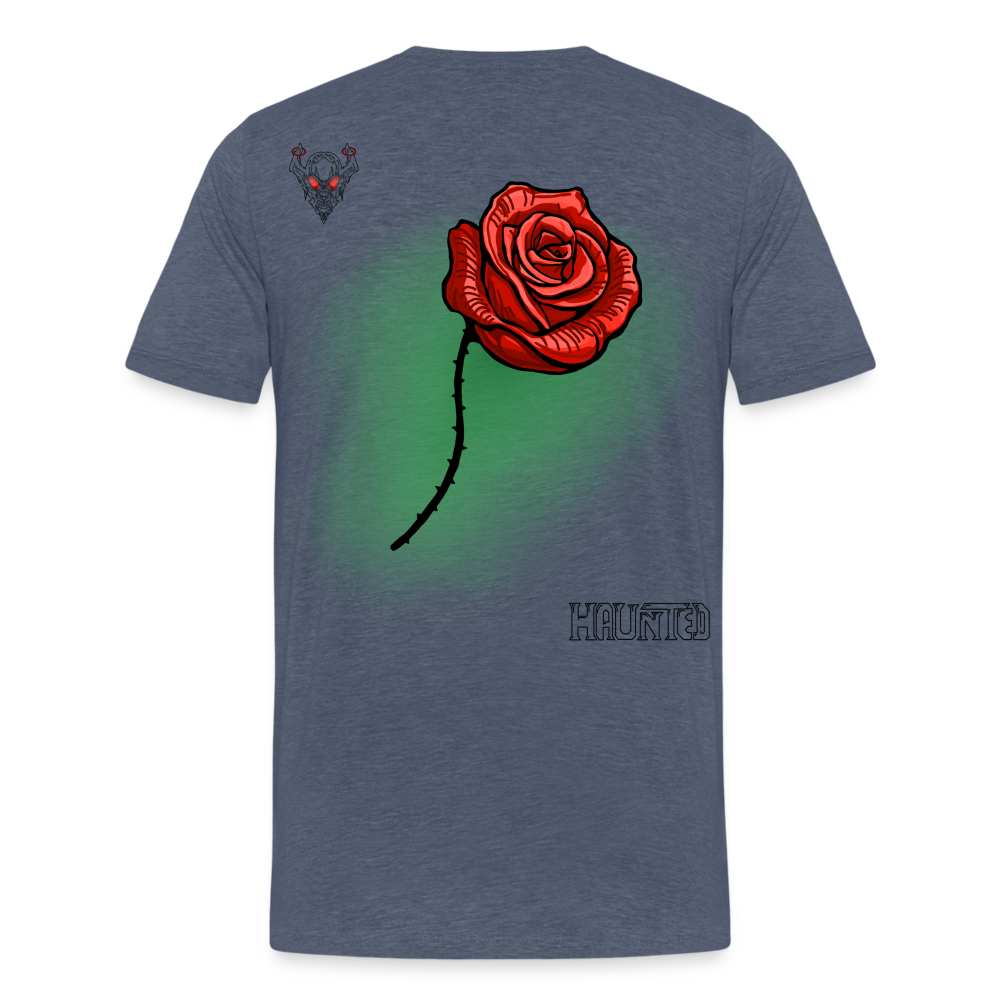 Man T-Shirt Rose on Green 3 - Blau meliert
