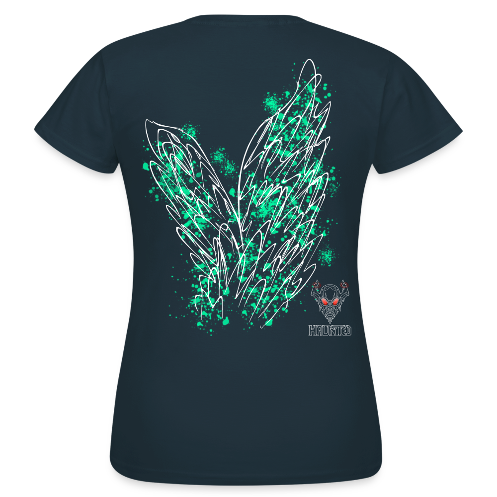 Women T-Shirt Turquoise Wings - Navy