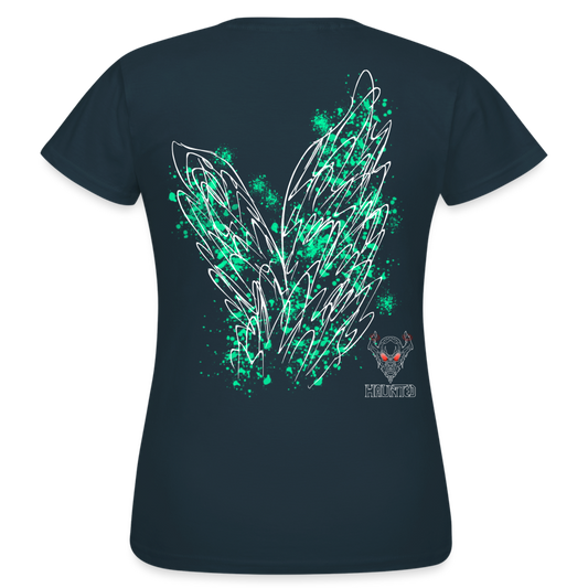 Women T-Shirt Turquoise Wings - Navy