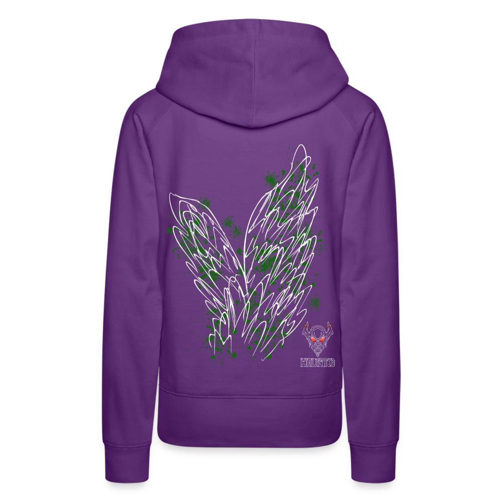 Women Hoodie Dark Green Wings - Purple