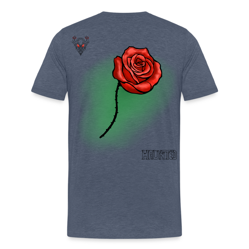 Man T-Shirt Rose on Green 1 - Blau meliert