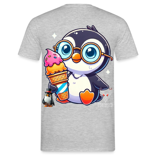 Men T-Shirt KasPenguin with Ice - Grau meliert