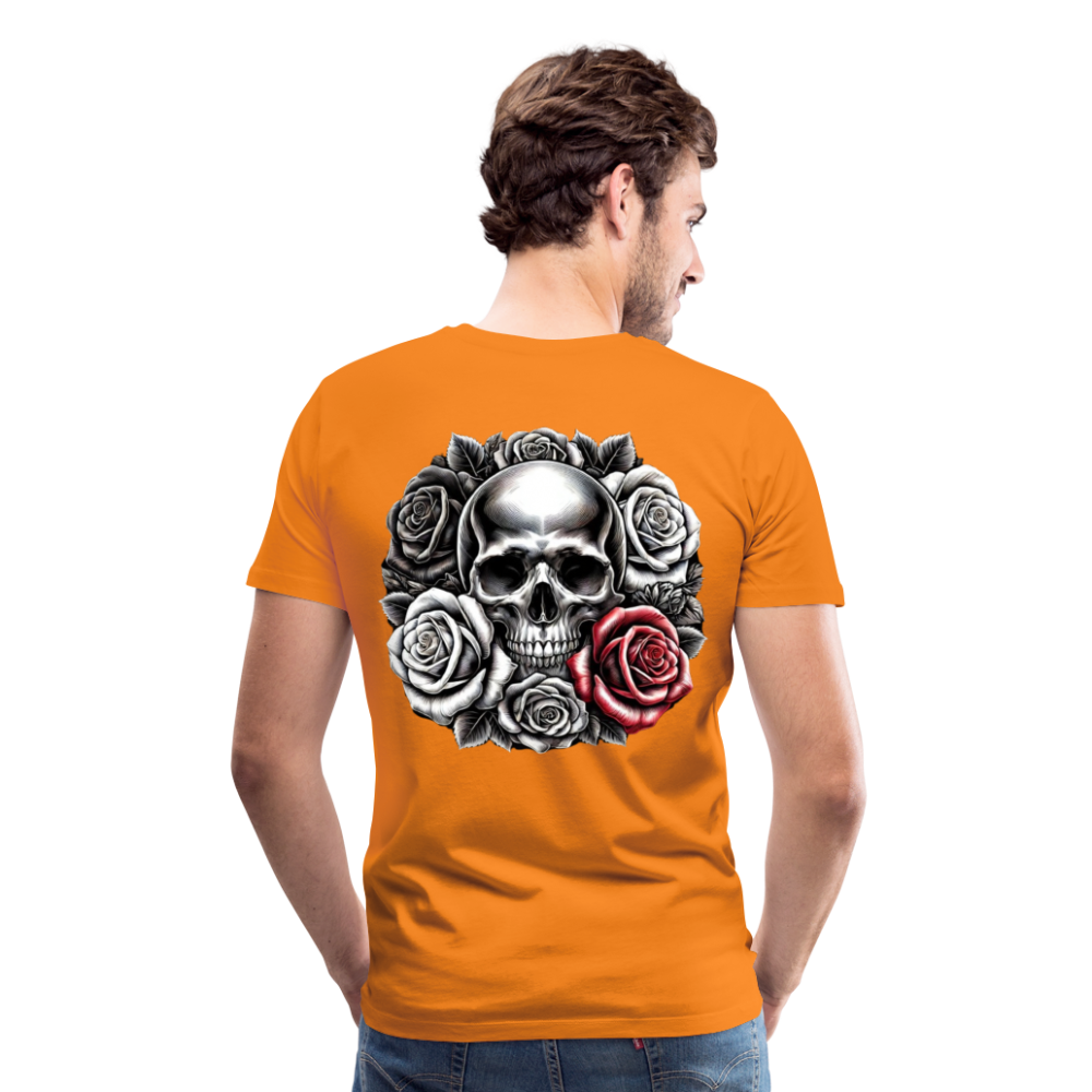 Men T-Shirt Skull Roses - Orange
