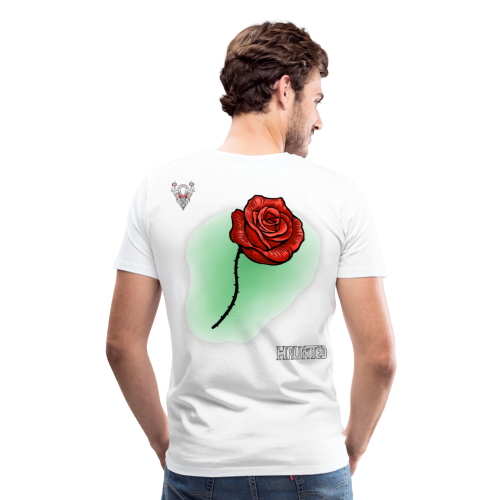Man T-Shirt Rose on Green 2 - Weiß