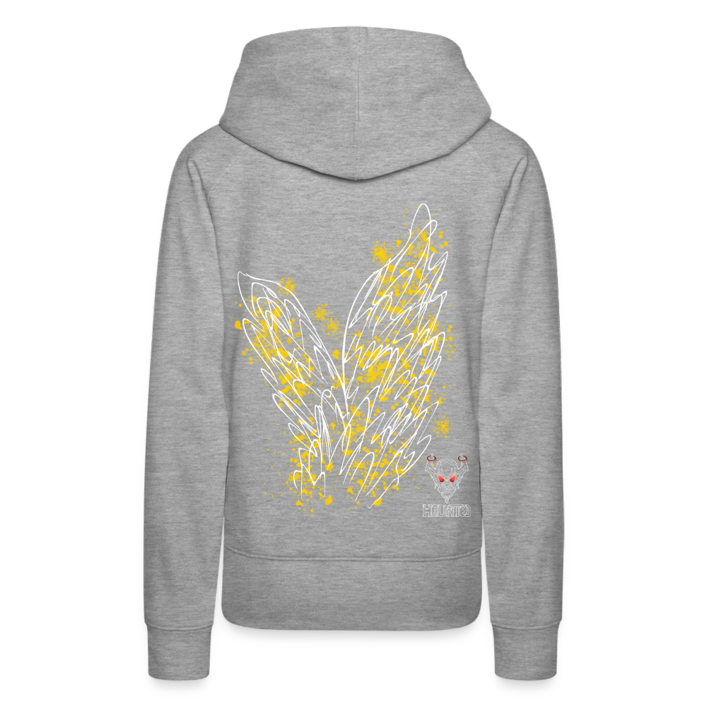 Women Hoodie Yellow Wings - Grau meliert
