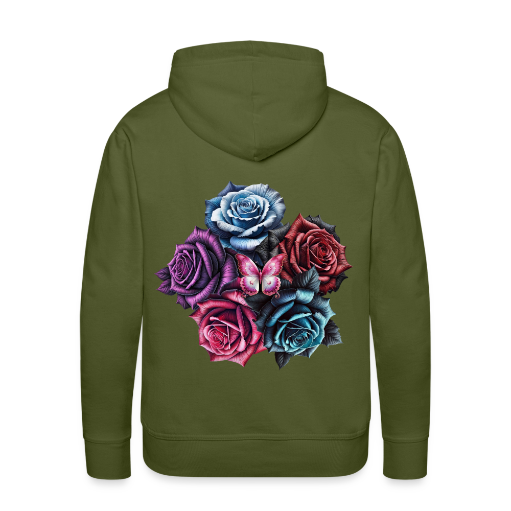 Men Hoodie Rose Circle - Olivgrün