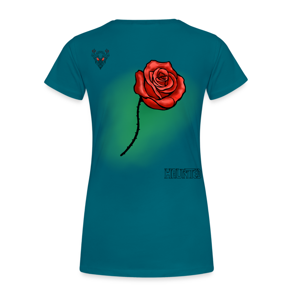 Woman T-Shirt Rose on Green 1 - Divablau