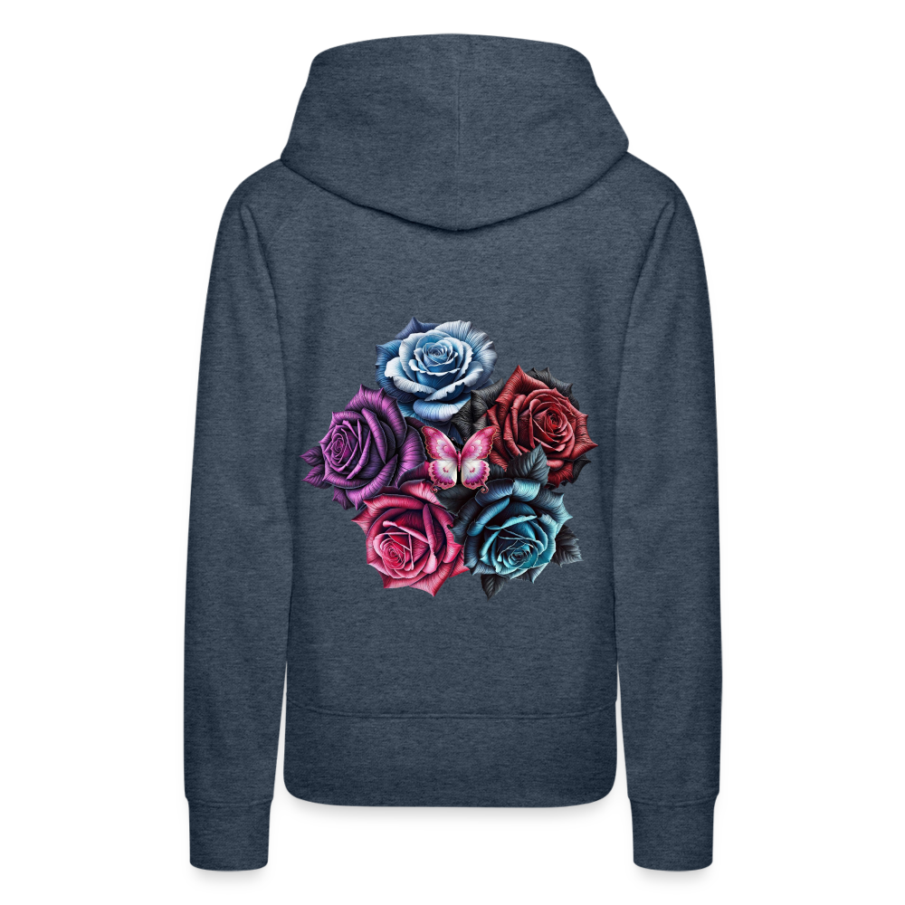 Women Hoodie Rose Circle - Jeansblau