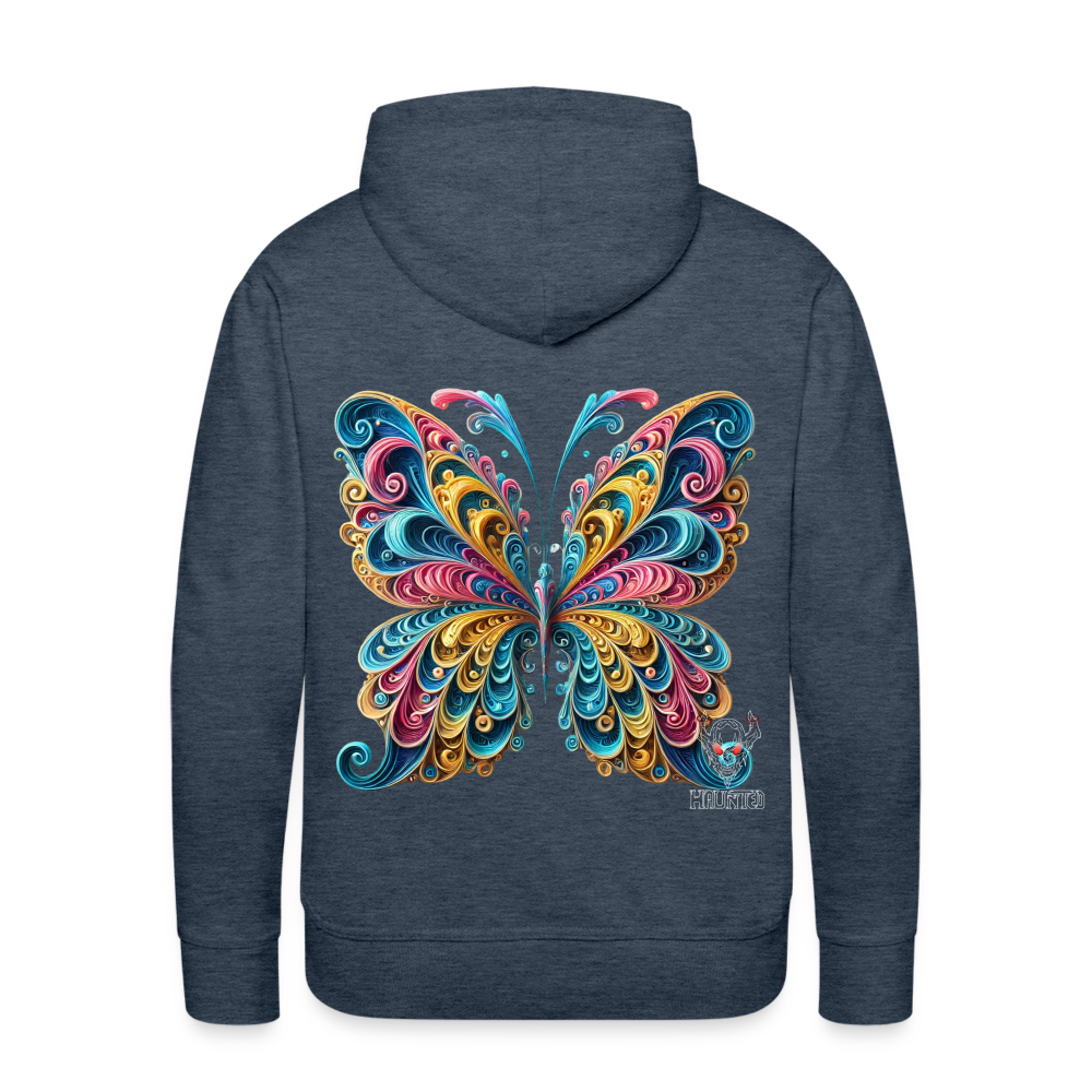 Men Hoodie Whimsical Butterfly Harmony - Jeansblau