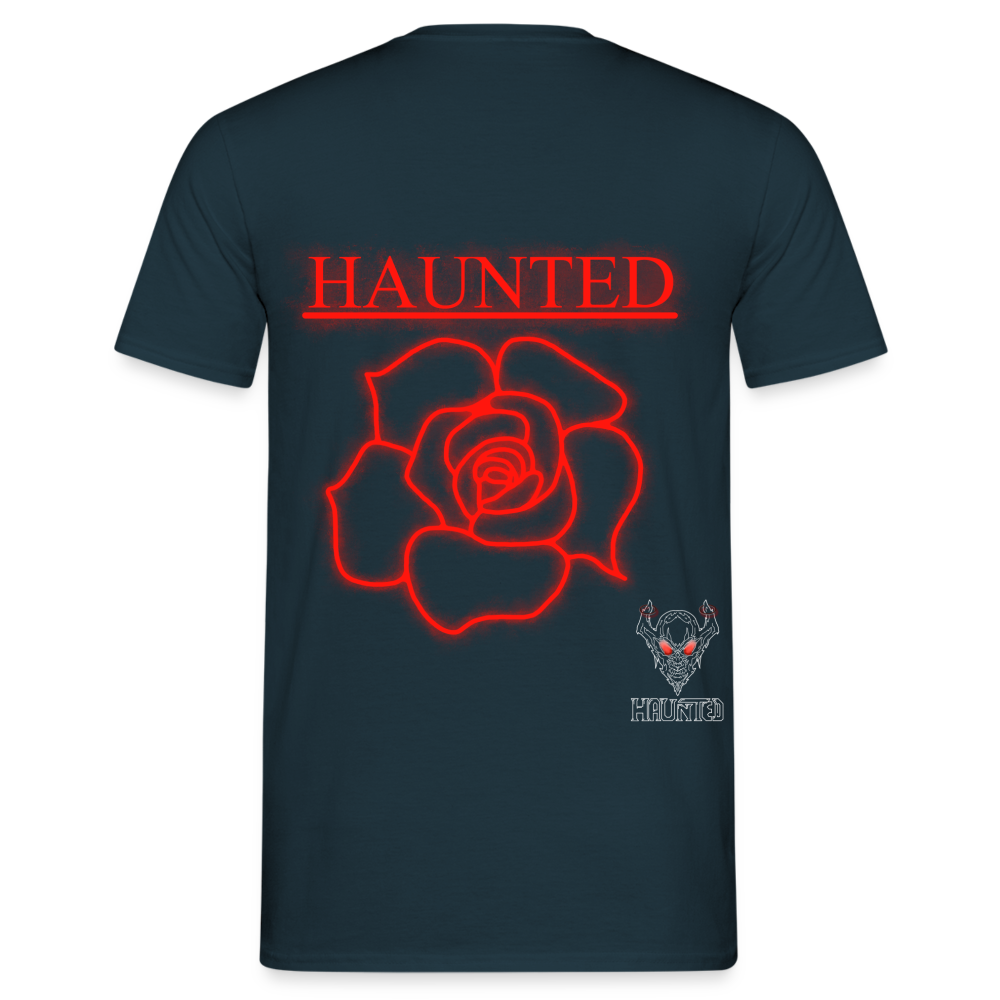 Men T-Shirt Red Neon Rose - Navy