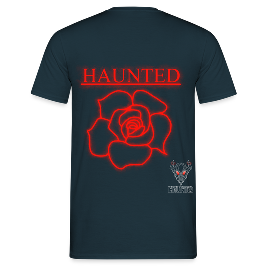 Men T-Shirt Red Neon Rose - Navy