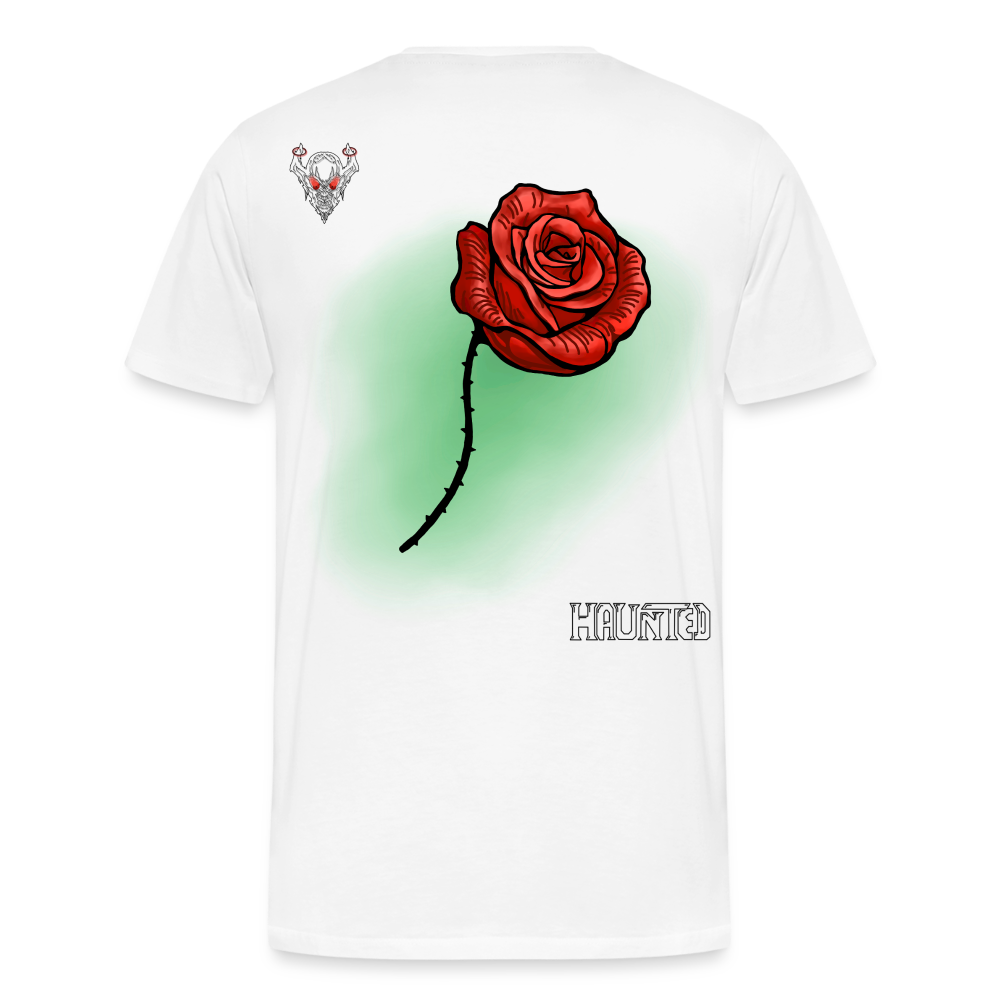 Man T-Shirt Rose on Green 2 - Weiß