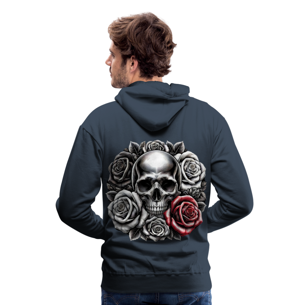 Men Hoodie Skull Roses - Navy